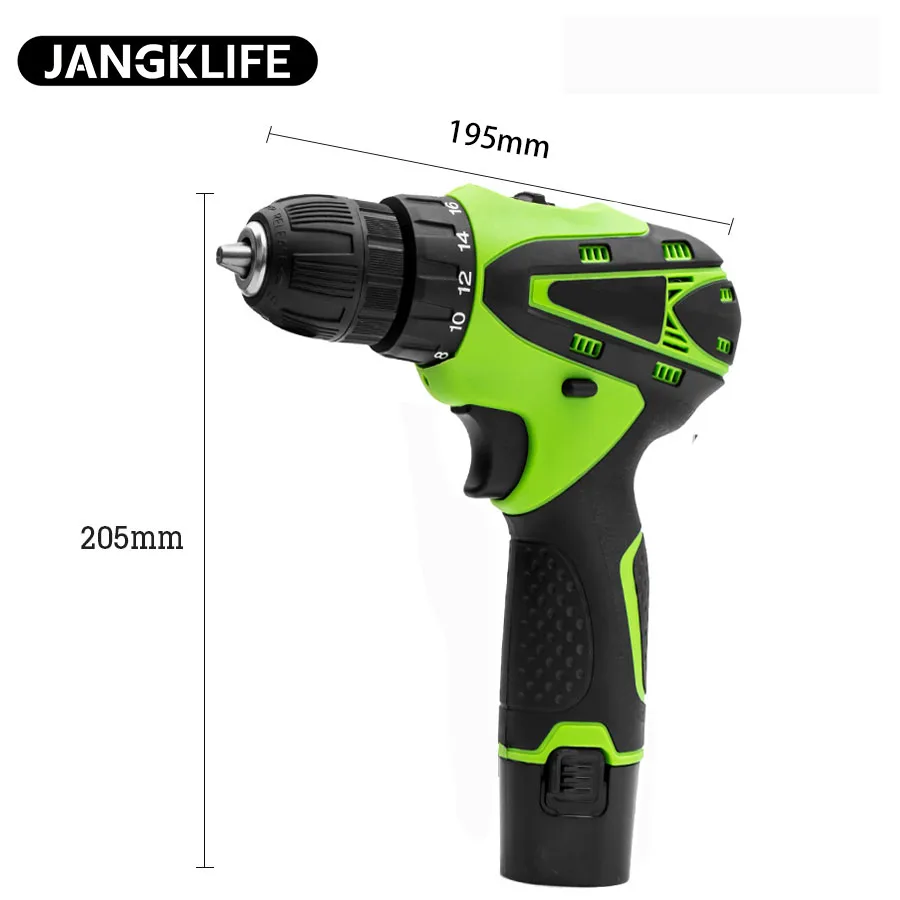 Cordless Electric Drill & Screwdriver, Two-Speed Power Tools, Rechargeable Li-ion Battery, DIY Driver, 12V