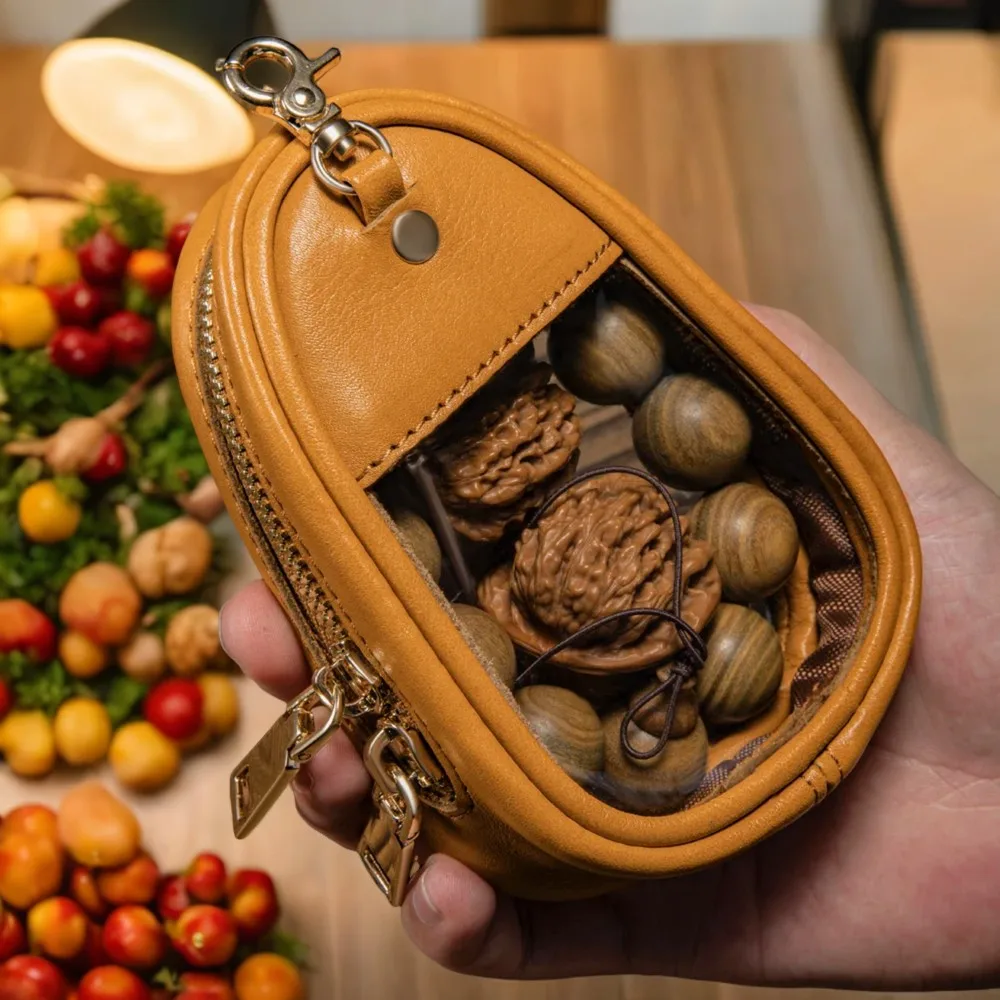 Luxurious WESSLECO Wenwan Walnut Handball Coin Purse with Elegant Hanging Key Case Heart buttons Cute buttons for crafts Botones