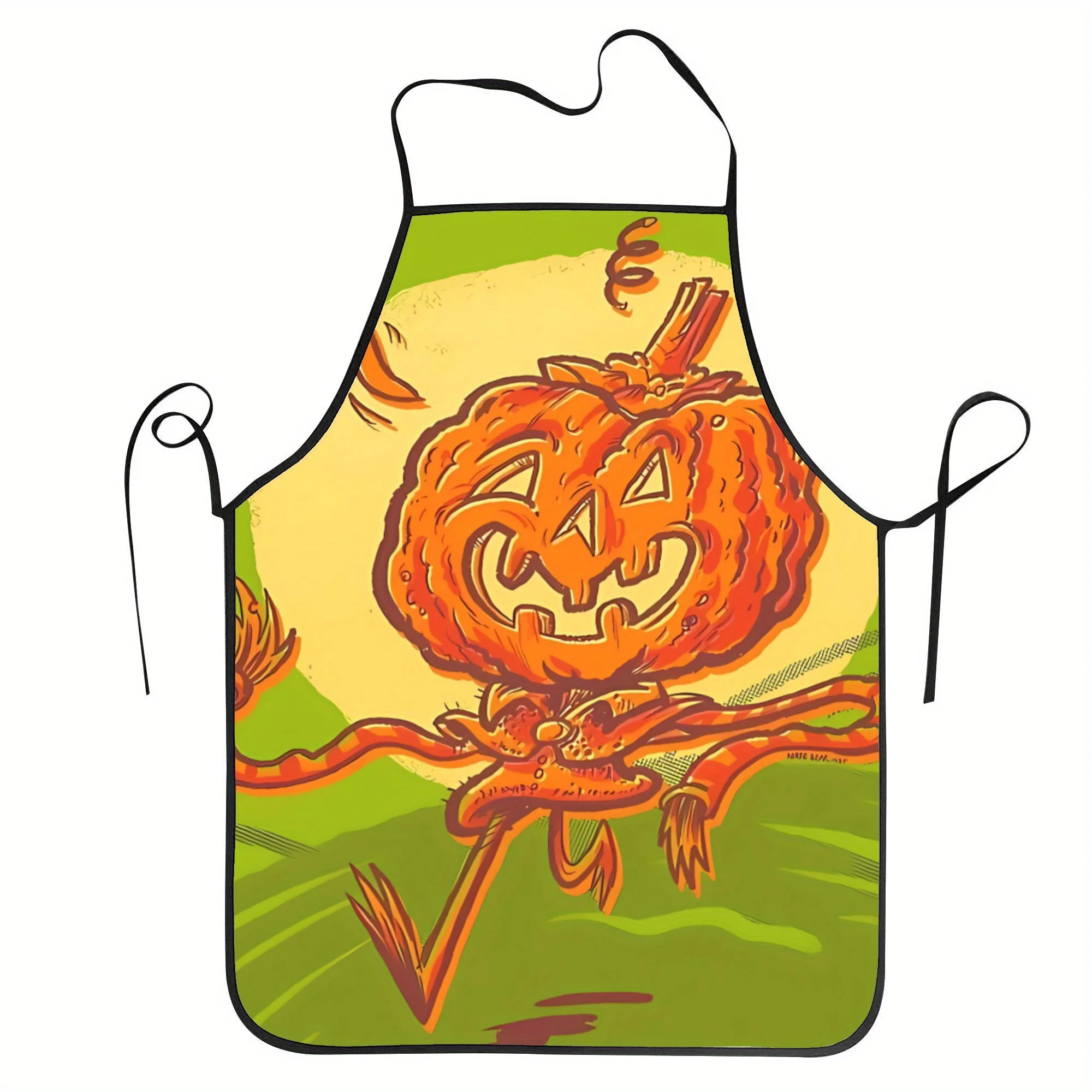 

1 шт. Забавный фартук «Тыбуз Чум» — кухонный нагрудник унисекс для шеф-повара с игривым дизайном Jack-O'-Lantern, прочный полиэстер для приготовления пищи, выпечки