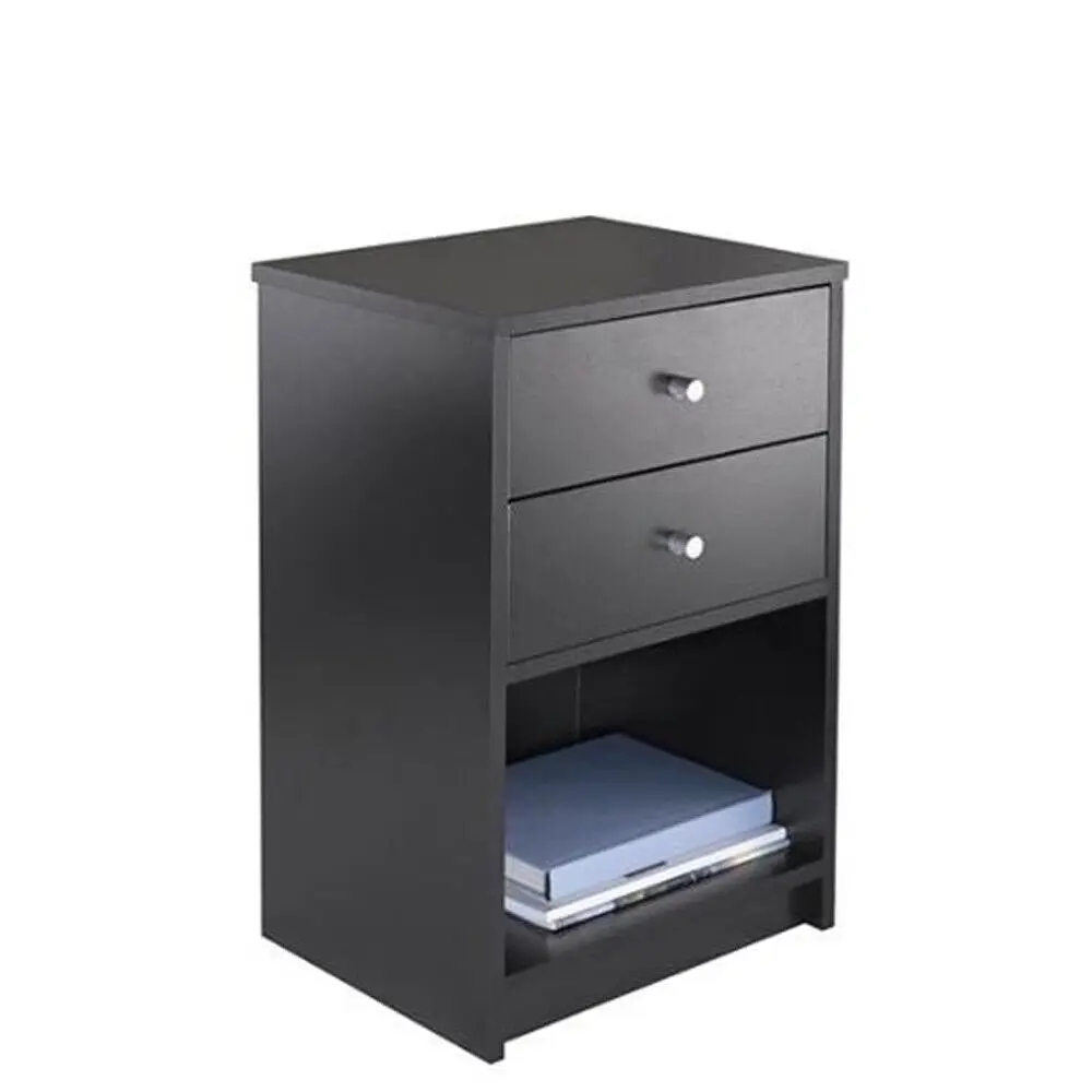 Bedside table with drawers and black storage rack edge table