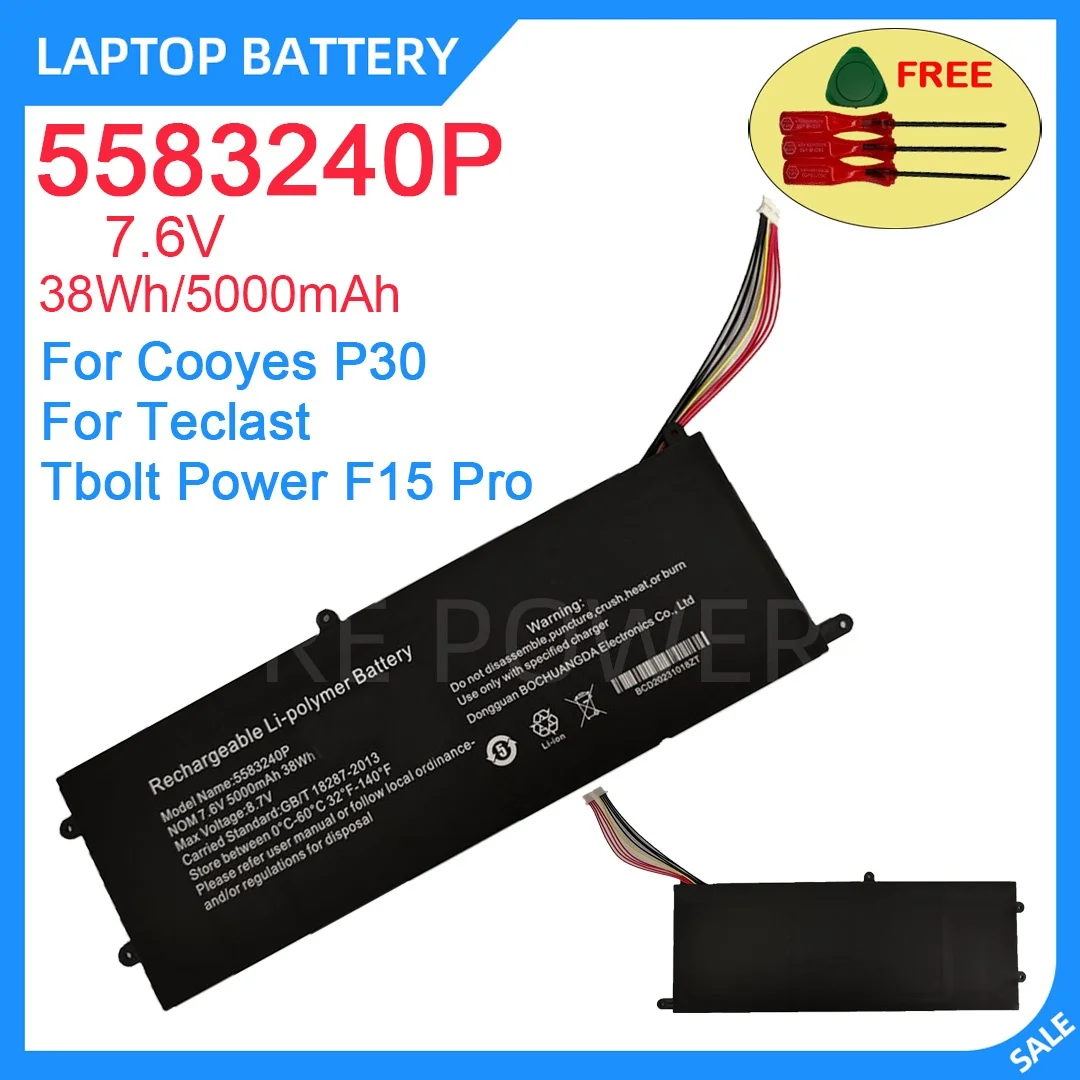 New Laptop Battery 5583240P 7.6V 38WH 5000mAh High Quality Durable Long Lasting For Cooyes P30 For Teclast Tbolt Power F15 Pro