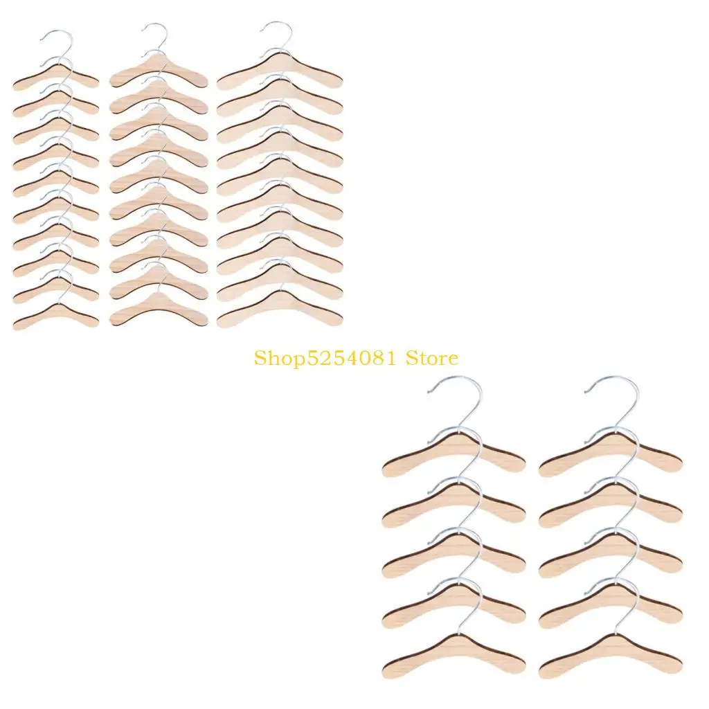 AXYC 10 Pieces Practical Anti-Skid Pet Hangers Wooden Keep Neat and Organized Pet Gift Thin Space Saving Hook Design