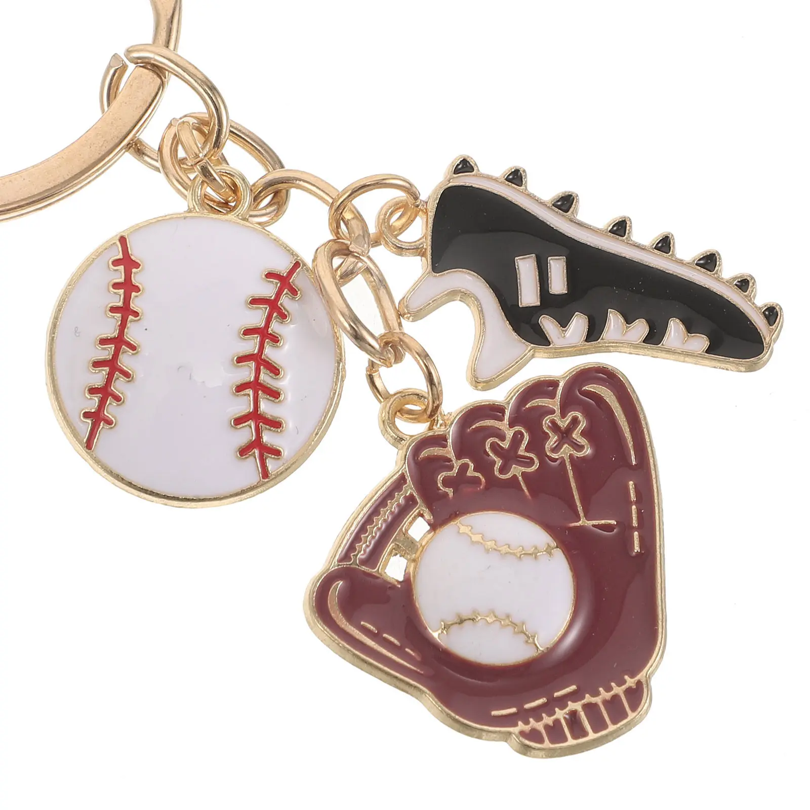 4Pcs Baseball Keychains Mini Smooth Bag Accessories Charms Boys Girls Sports Keychain Tags Backpack Party Favors Team Gifts