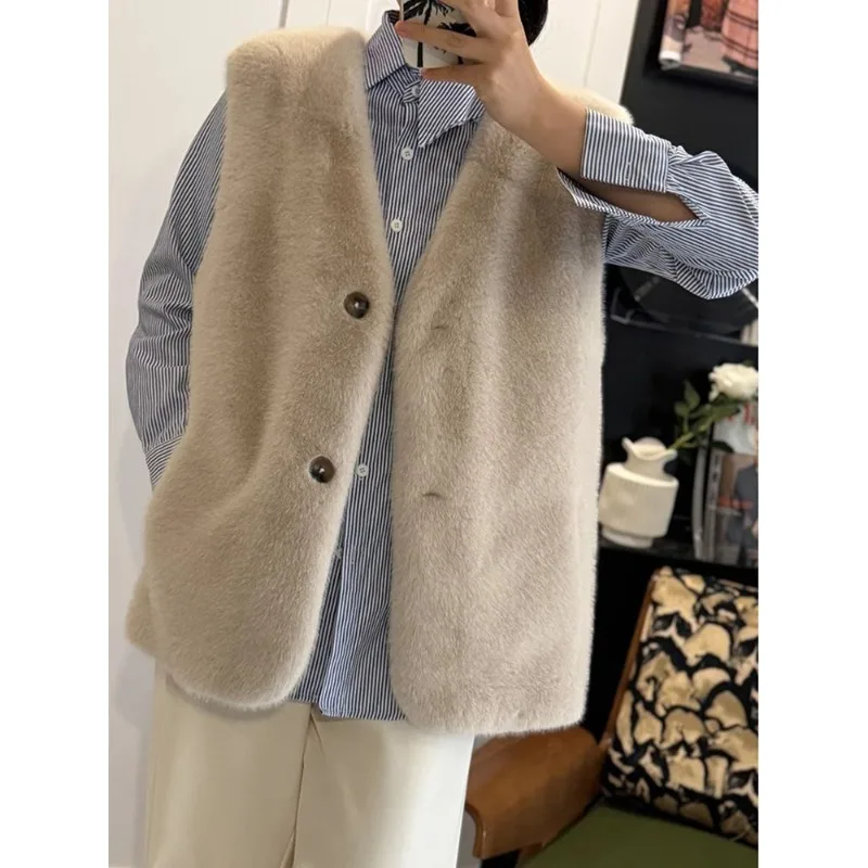 2025 Autumn/Winter New Style Fur Vests - Fashionable Short Waterfall Mink Jacket with Fur Collar and Sleeve