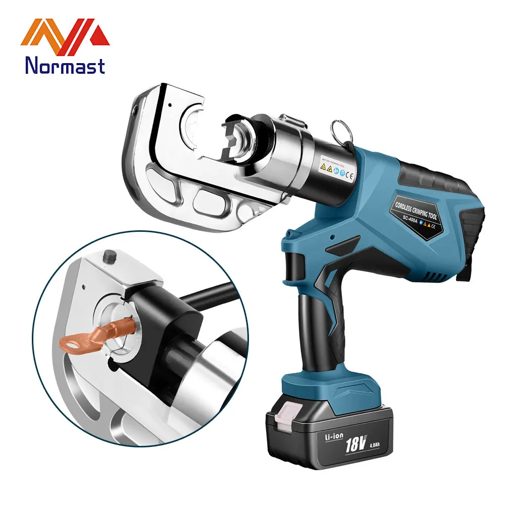 

Аккумуляторный электрический гидравлический пресс-клещи для медных и алюминиевых клемм CU 400мм² AL 300мм²