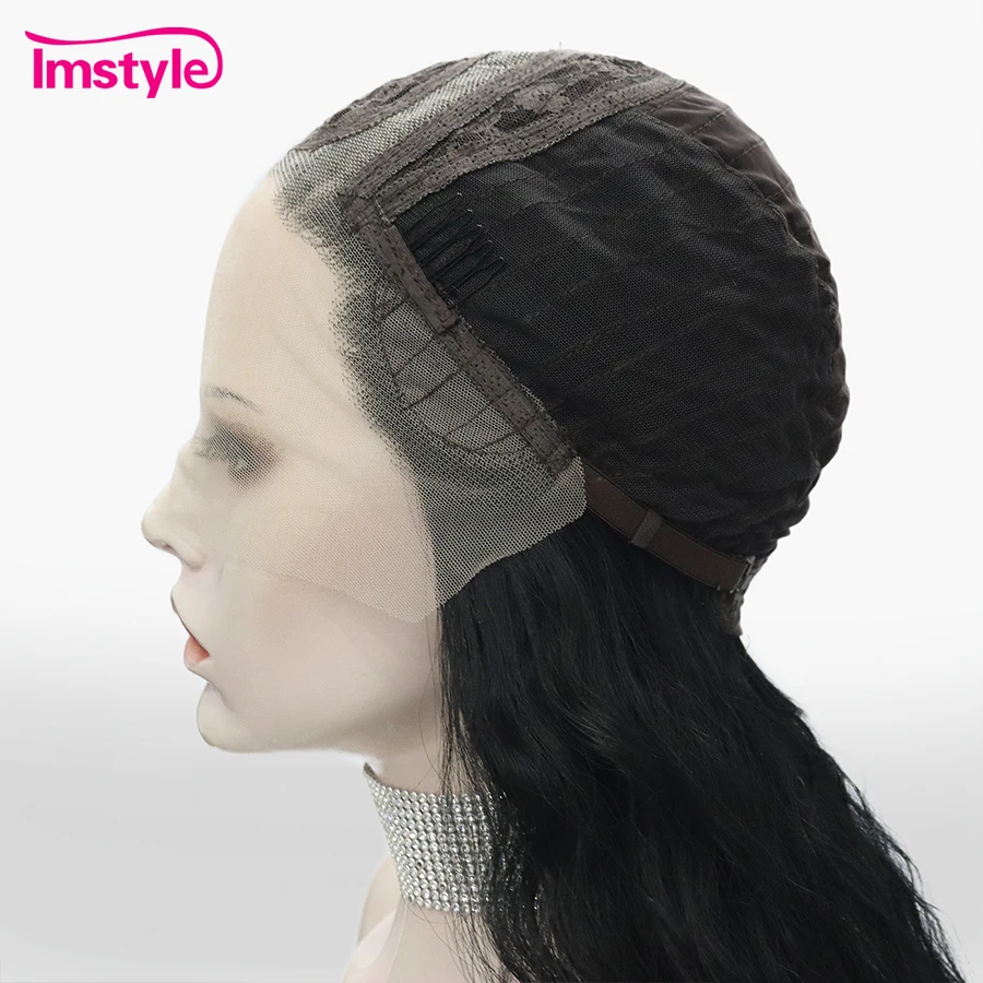 Imstyle Synthetic Lace Front Wig Long Curly Hiar 30'' Side Part Black Wig for Women Heat Resistant T Lace Wig Daily Cosplay Wig