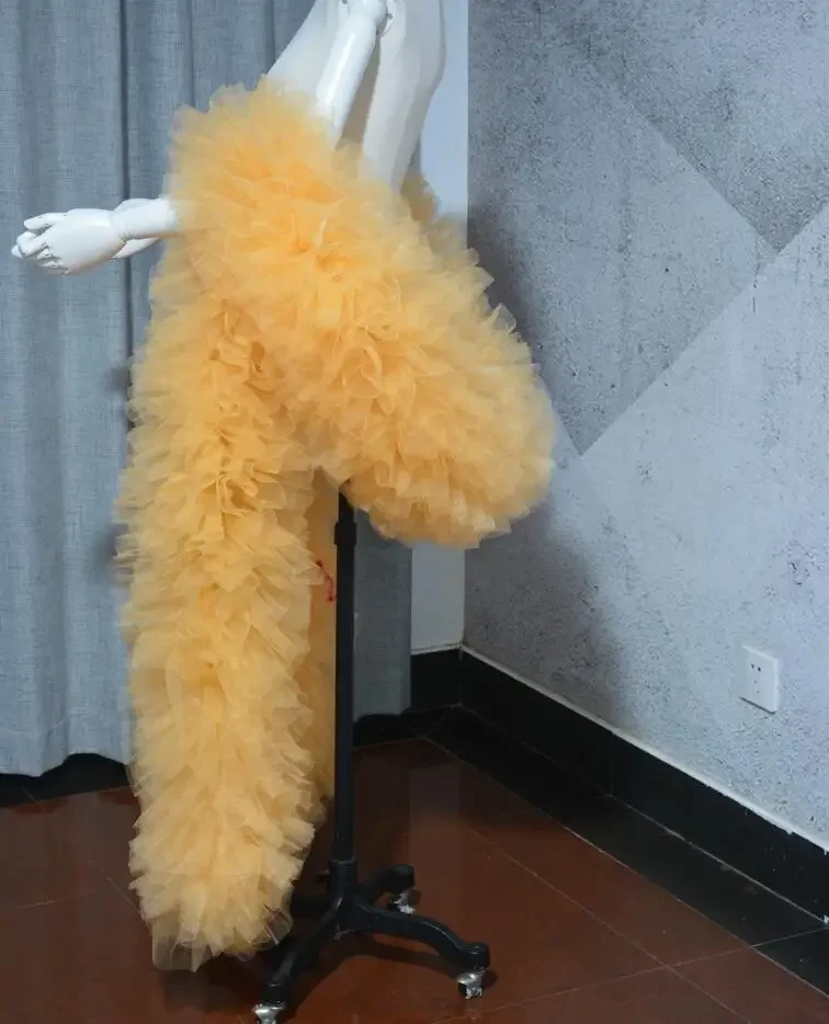 Fashion Stage ball party Club bruids Tule Boa Ruffle sjaal wrap Aangepaste kleur bruiloft accessoires cape
