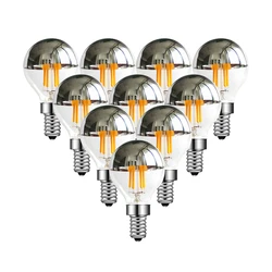 Vintage LED Bulb E14 E12 Edison Silver Tipped G45 4W Half Chrome LED Decorative Light Lamp 40W Equal LED Filament Mirror Bulbs