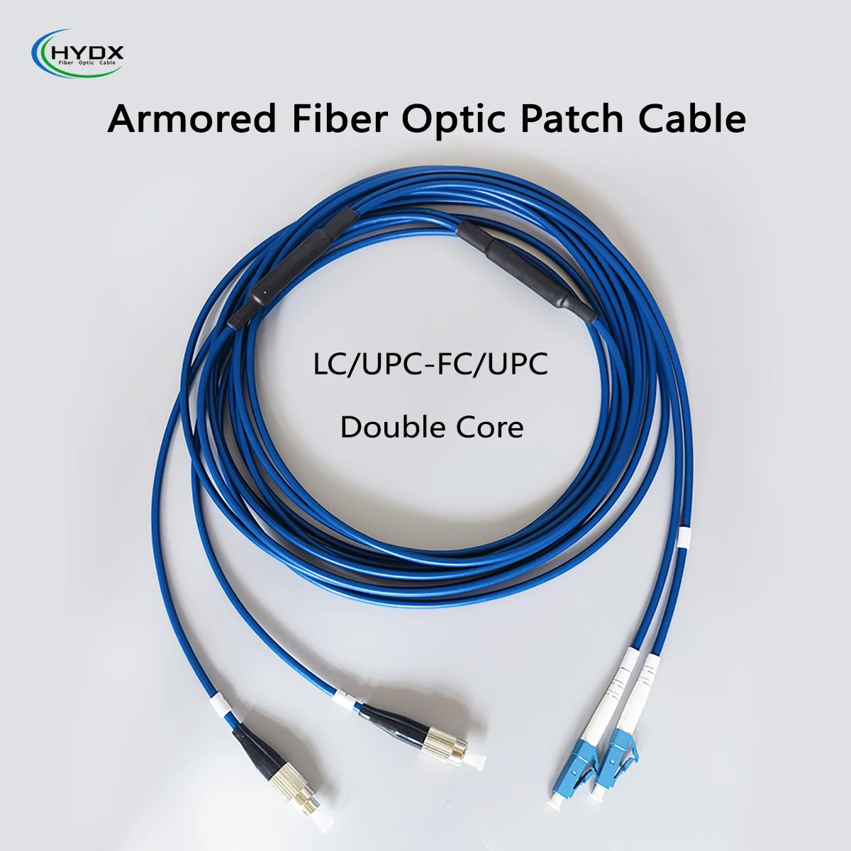 Kabel Poatch Serat Optik Kabel Patchcord Lapis Baja Baja Inti Ganda LC/UPC-FC/UPC 3.0Mm 5M Mencegah Tikus dari Lapis Baja Gnawin