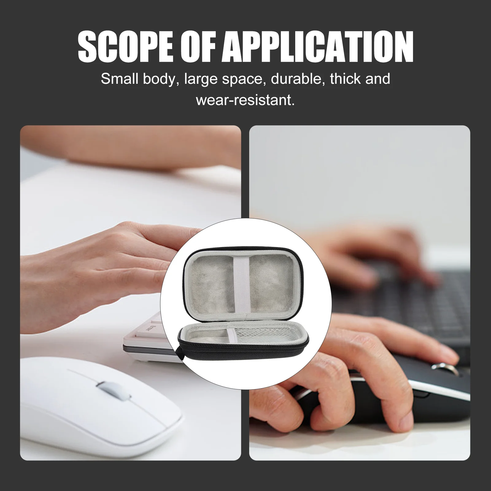 

EVA Mouse Case Waterproof Scratch Resistant Portable Bag with Elastic Band Mesh Compartment for Storage Travel Small Electronics