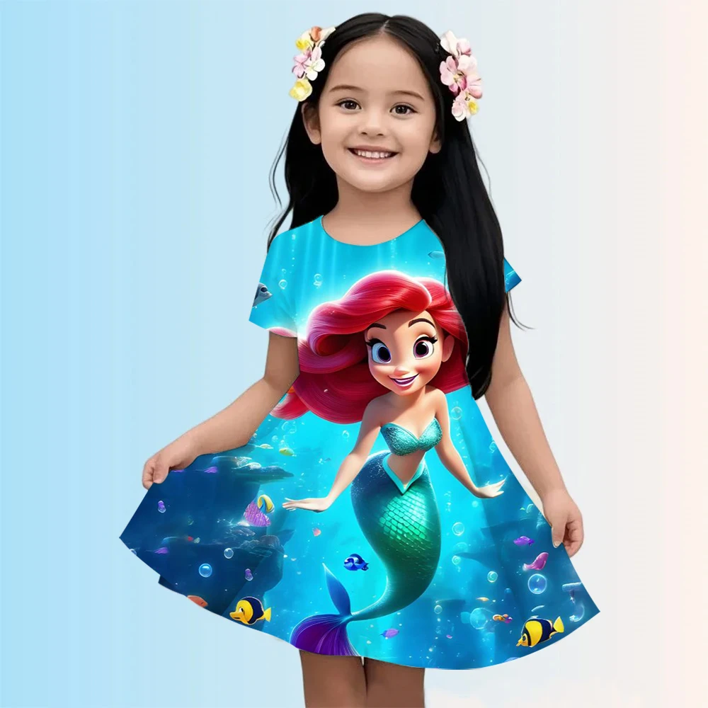 ديزني الأميرة تنورة قصيرة ملابس الأطفال غير رسمية 2025 فستان صيفي بناتي ملابس الأطفال 3 إلى 14 سنة للأطفال