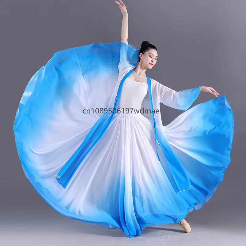 

360/540/720 Degrees Women Elegant Classical Dance Dress Gradient Flowy Dancer Skirt Fairy Practice Ballet Modern Dance Costume