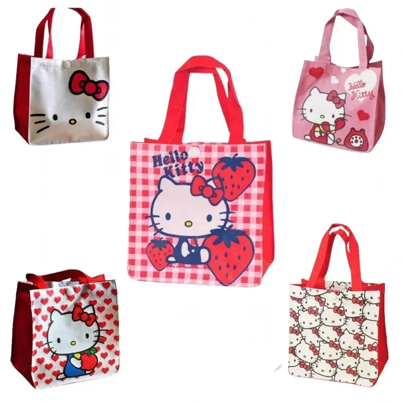 Sanrio Hello Kitty Сумка для обеда Ручная коробка для пикника Bento Водонепроницаемая сумка для покупок Праздничные подарки для мальчиков и девочек Периферийные устройства в стиле аниме