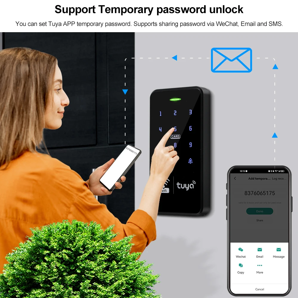 IP68 Waterproof Access Control Keypad Wifi Tuya RFID Keyboard 13.56MHz Card Reader Smart Lock APP Remote Unlock Alarm System