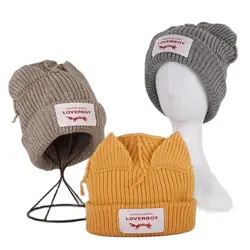 Autumn Winter Cute Cat Ear Beanies Skullies Brand Double-layer Pig Ear Hat Women Men Warm Outdoor Unisex Knitted Hat Loverboy