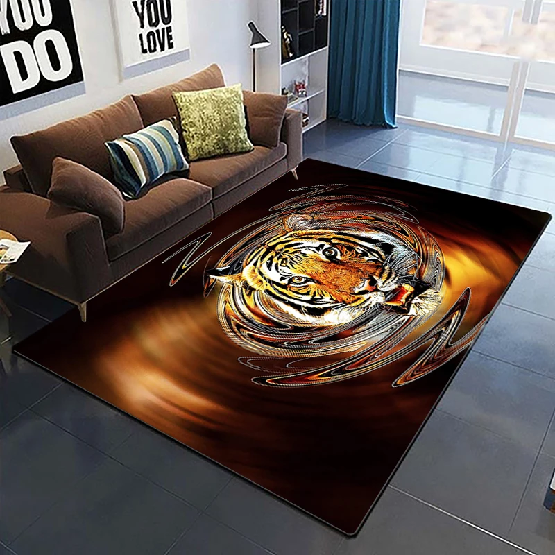 Domineering Tiger 3D Printed Carpets for Living Room Bedroom Decor Jungle Animals Carpet Home Bedside Floor Mat Play Area Rugs