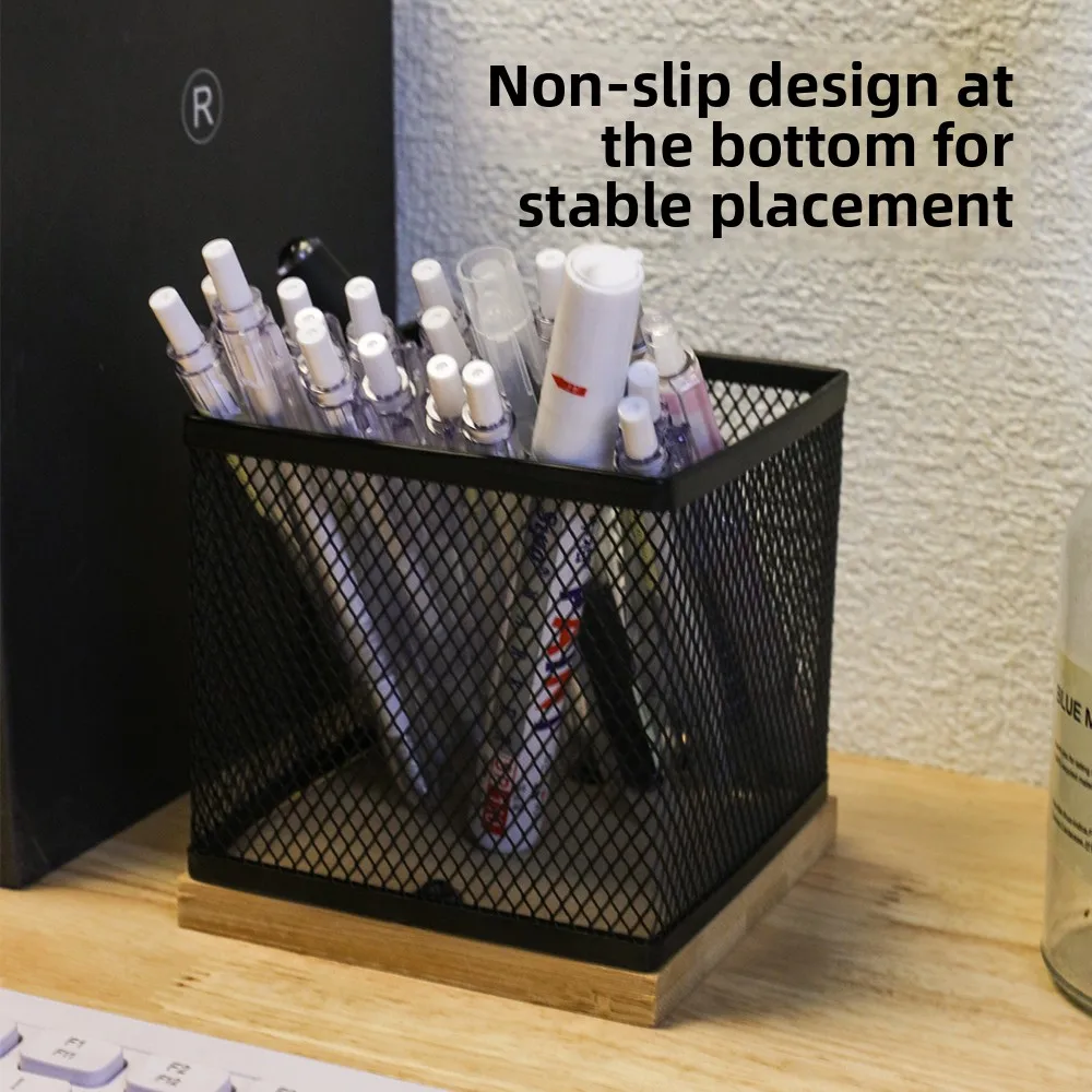 Pen holder storage box metal pen holder student desk stationery large capacity grid pen holder creative home use
