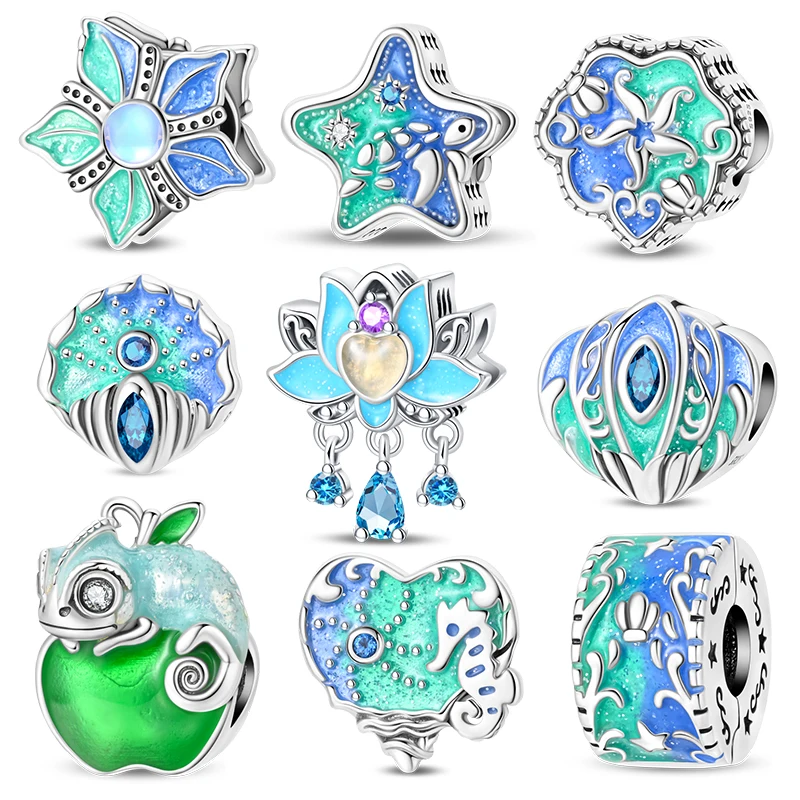 925 Silver Marine Life That Changes Color At Night Charms Beads Fits 3mm Bracelet Necklace For Women Luxury DIY Jewelry Gift New