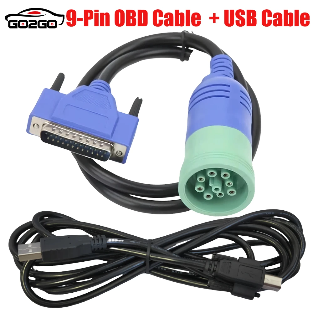 9 Pin + OBD Cable  USB CABLE for New Holland CNH DPA5 Electronic Service Tools Agriculture Diagnostic Scanner tool