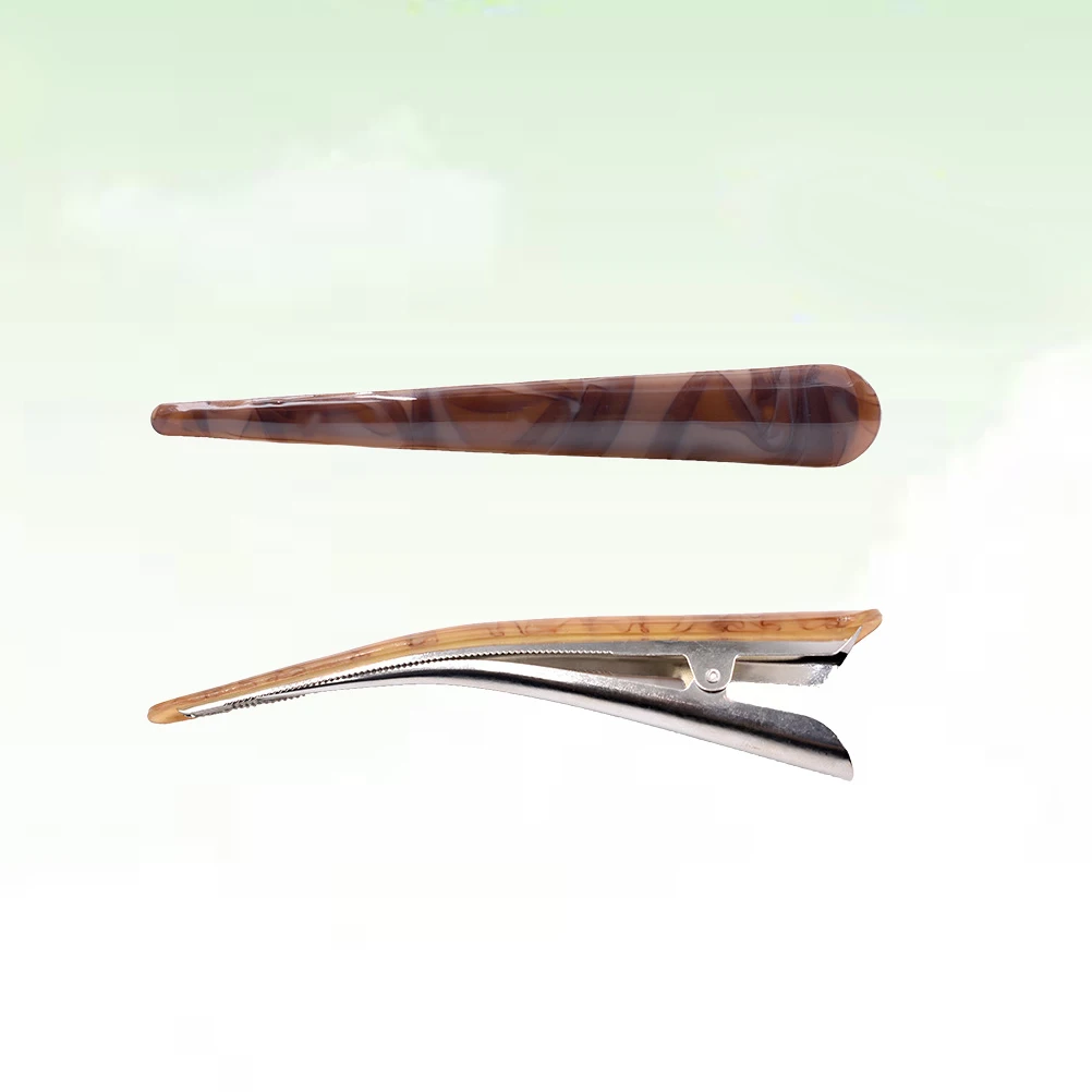 

2pcs /Pack Duck Teeth Hairpins Strong Hold Prong Clips Acrylic Durable Stylish Unique Gift For Women Girls Coffee
