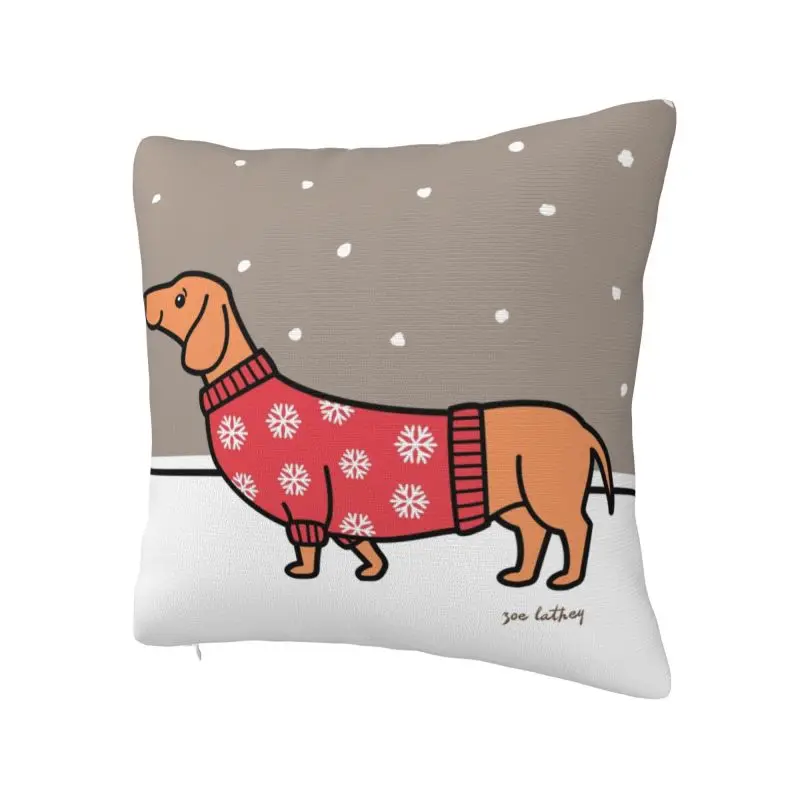 Christmas Dachshund In The Snow Pillow Case Puppy Dog Luxury Cushion Cover Car Pillowcase