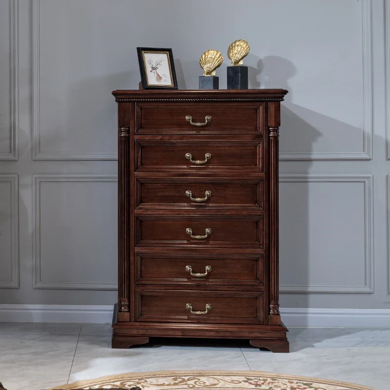 

Solid wood six-chest cabinet American retro villa multi-drawer living room partition locker chest bedroom storage cabinet