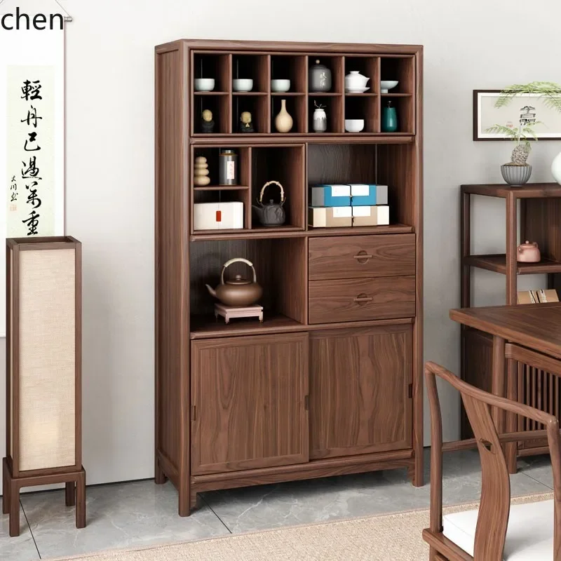 ZML New Chinese Bogu Rack Solid Wood Tea Room Storage Cabinet Shelf Household Living Room Display Cabinet