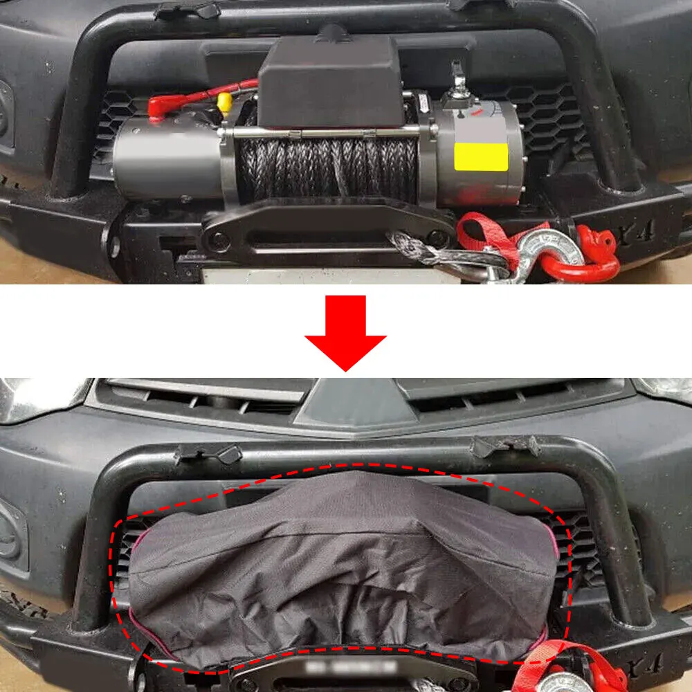 

Капитан автомобильной лебедки, пылезащитный защитный чехол, водонепроницаемый защитный чехол для лебедки, 600D Оксфорд, эластичный чехол для 8000-17500 фунтов