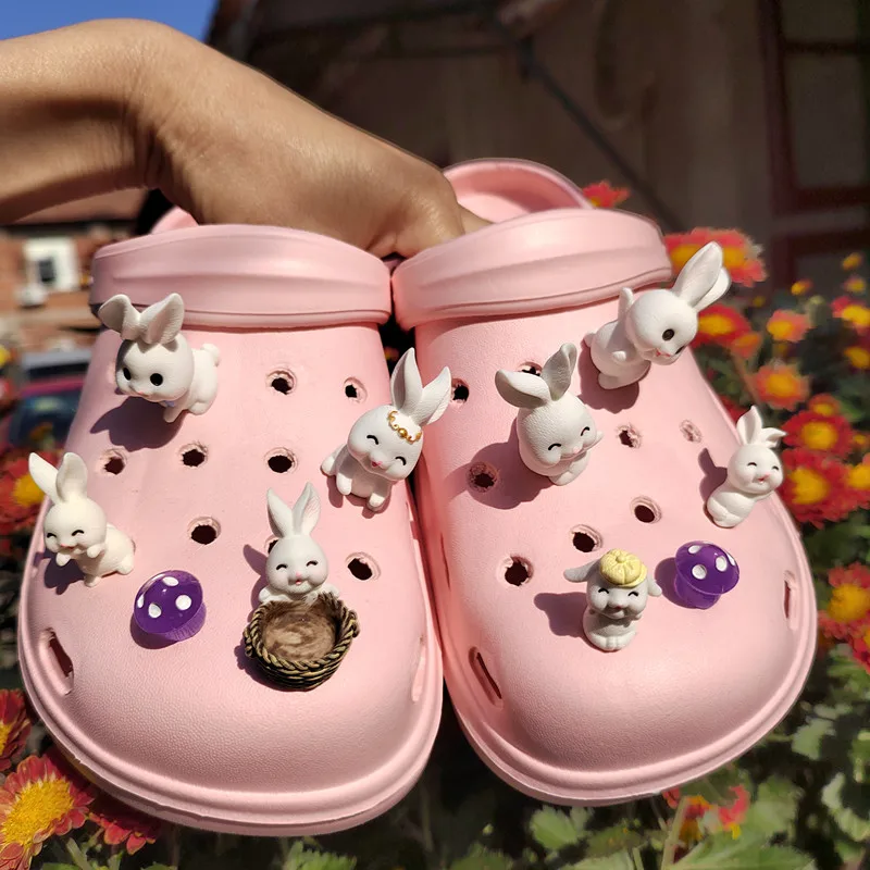 New Hot Sale DIY Shoes Charm for Cute rabbit Cartoon Handmade shoe Charms Designer Quality Garden Shoe Decoration Girl Gift