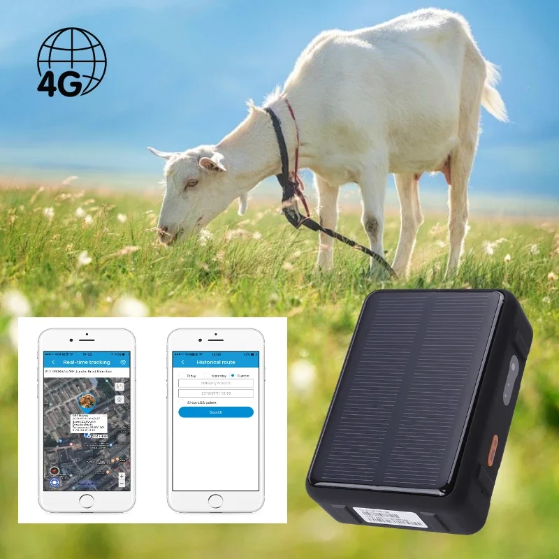 

RF-V44 Solar GPS Tracker Power 4G LTE+3G WCDMA+2G GSM Real-time GPS Tracker IP67 Waterproof 9000mAh Battery for Sheep Cow Cattle