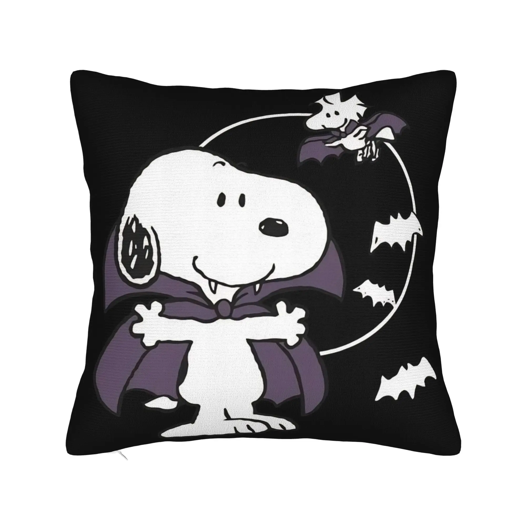 Halloween Snoopys Square Pillow Cases Pumpkin Bat Cushion Cover Funny Zipper Decorative Pillowcase for Sofa 45*45cm