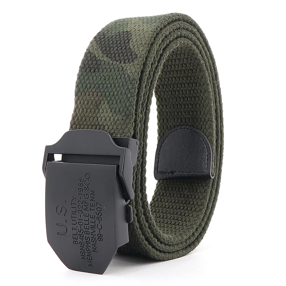 Us Buckle Metal Canvas Webbing Belts Men Outdoor Sport Military Tactics Black Buckle Jeans Belts Fashion Casual Nylon Waist Belt