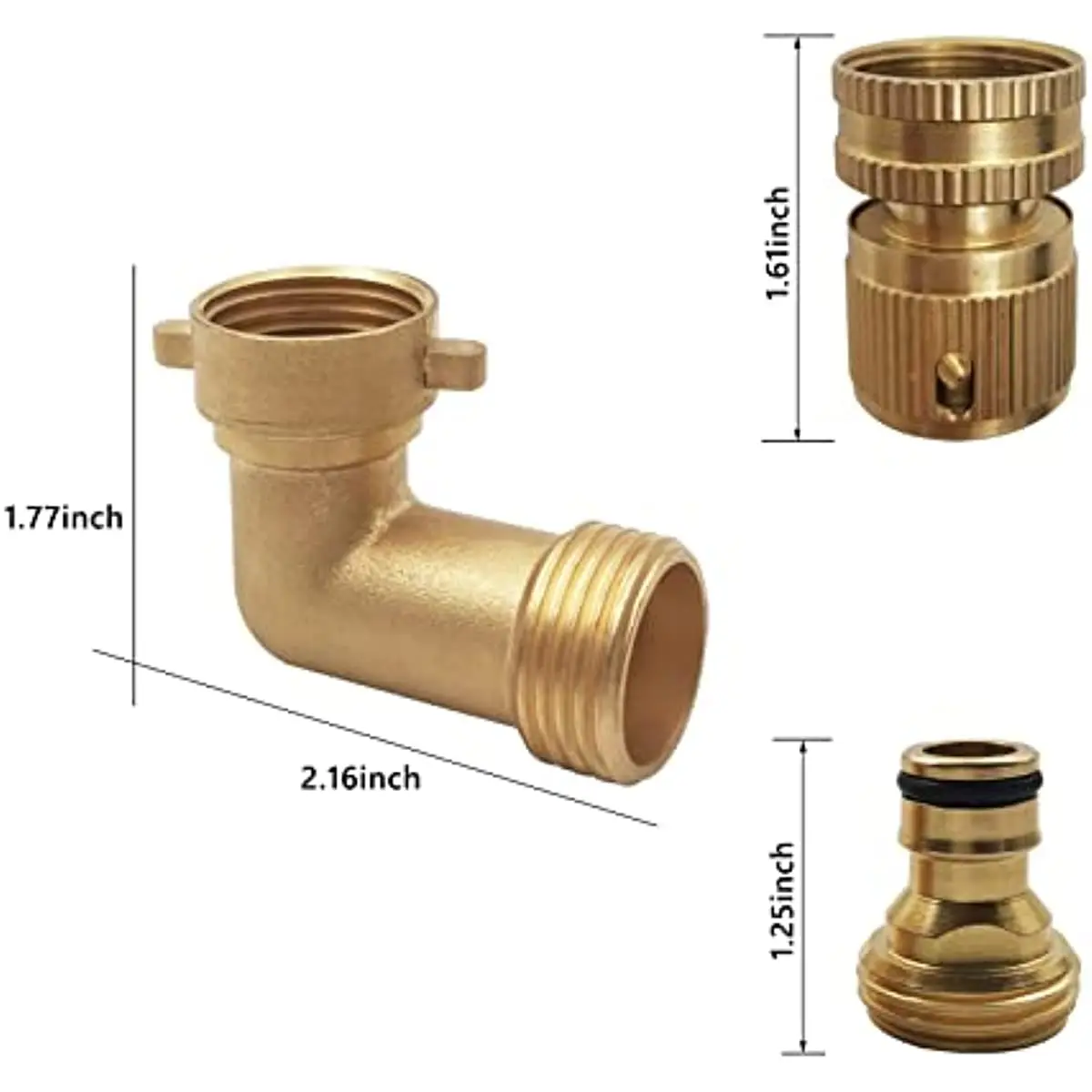 Adapter węża ogrodowego z litego mosiądzu Złącze kolankowe 3/4 cala 90 stopni i szybkozłącze węża 3/4 cala