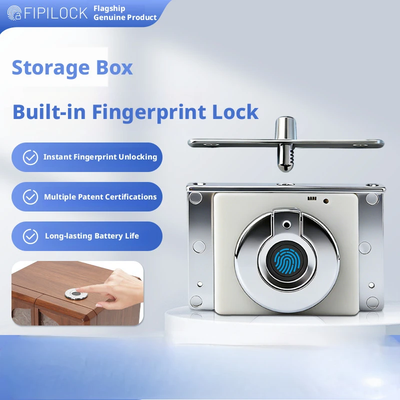 FIPILOCK Embedded Fingerprint Lock Anti-theft Zinc Alloy Lock for Jewelry Box Storage Box Rechargeable Cigar Box Lock