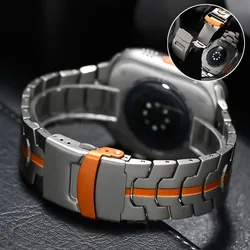 Pulsera de eslabones de acero para Apple Watch, banda de lujo para Iwatch Series 9, 6, 5, 4, Se, 7, 8, Ultra 2, 49mm, 49mm, 45mm, 44mm, 42mm