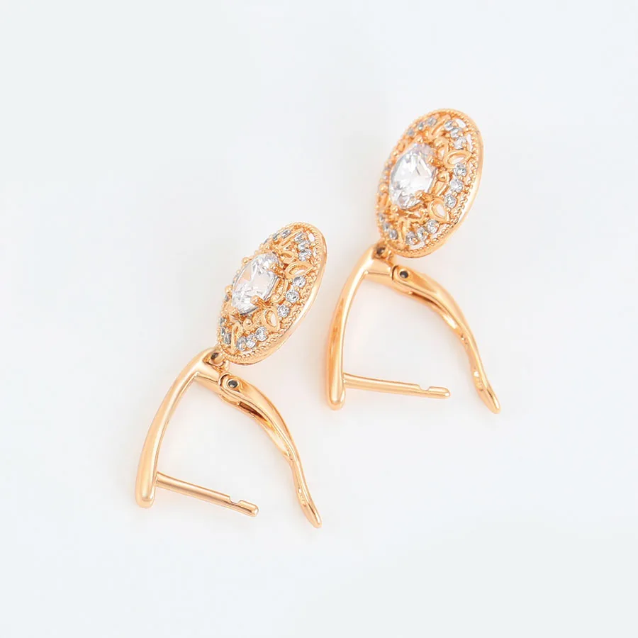 MxGxFam AAA + مكعب الزركون انخفاض الأقراط المستديرة مجوهرات للنساء 18 كيلو مطلي مطلية بالذهب تصميم جديد #3