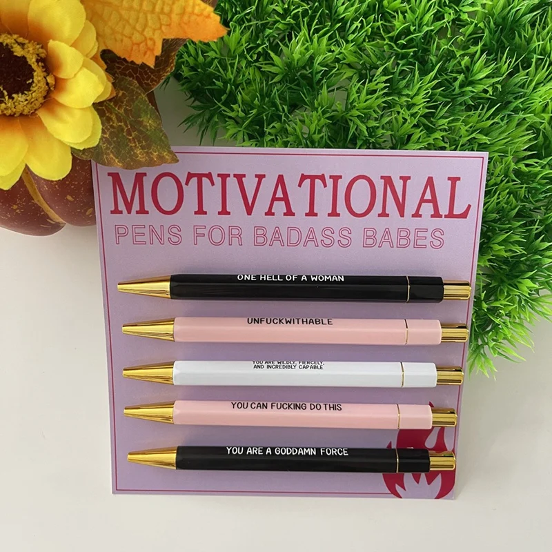 

5 Piece Motivational Badass Pen Set As Shown Plastic Office Gifts Funny Daily Ballpoint Pens