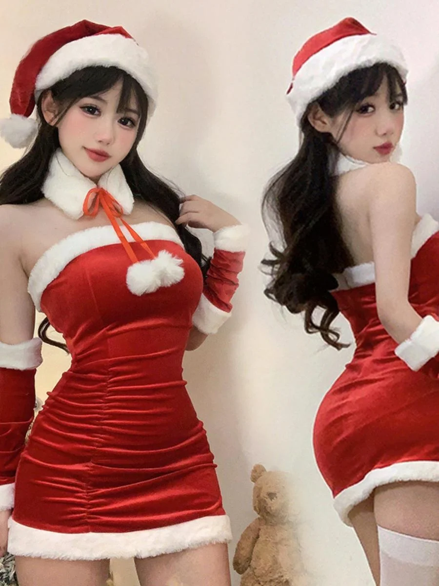 

Sexy ort Velvet Dr Cisas Decoration Live Broaast Cosplay Performance Costume Women's Faion Stage Outfit