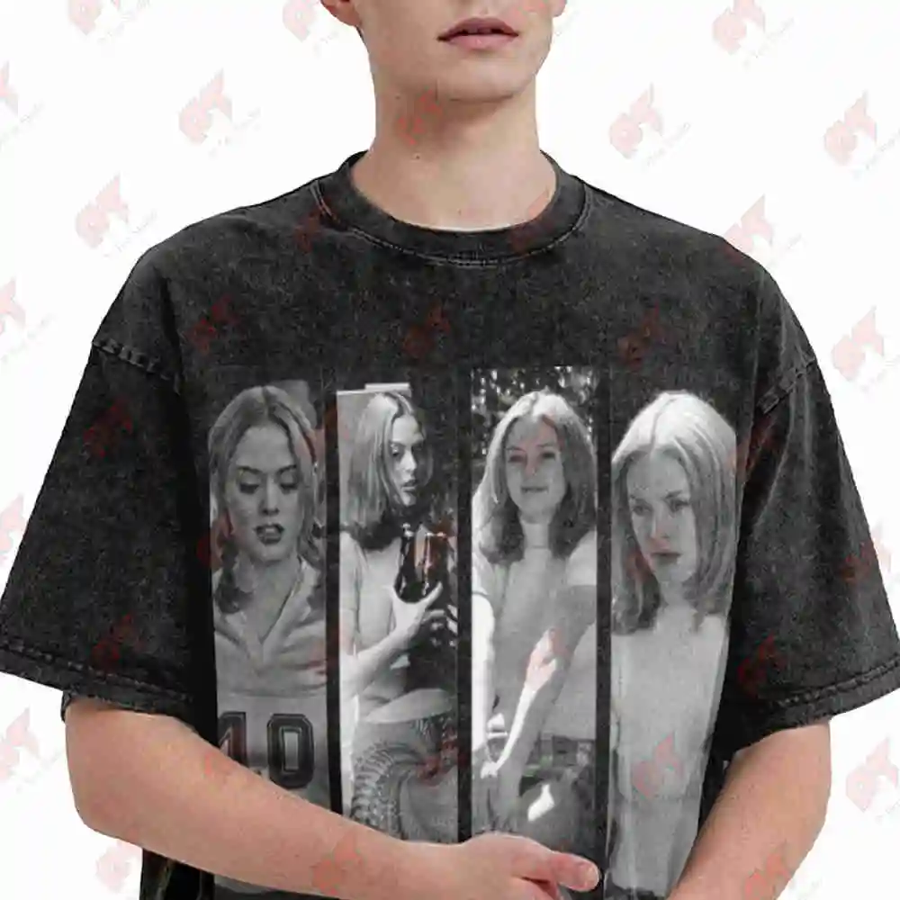 Tatum Riley Rose McGowan Retro Vintage Washed Tee Pure Cotton T-Shirt