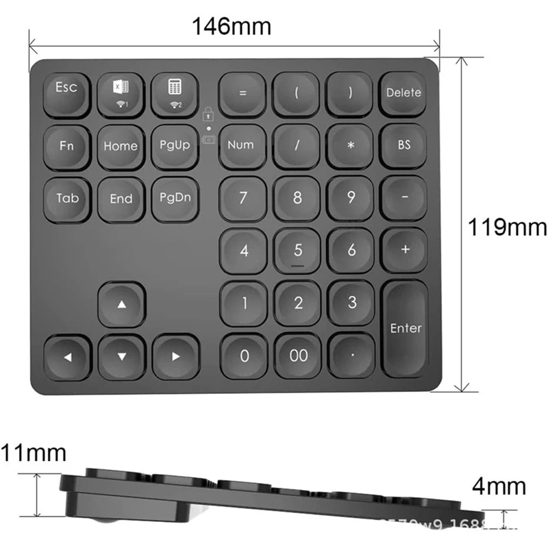 Keyboard Mini Bluetooth tanpa kabel, papan ketik Bluetooth ponsel Tablet Android Apple hitam tahan lama