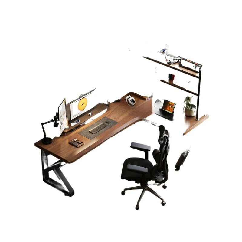 Solid wood corner computer desk, double workbench office, home desk