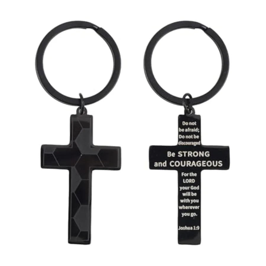 

2pcs Keychain for Men Christian Bible Verse Key Chain Stainless Steel Football Keychain Inspirational Scripture Religious God