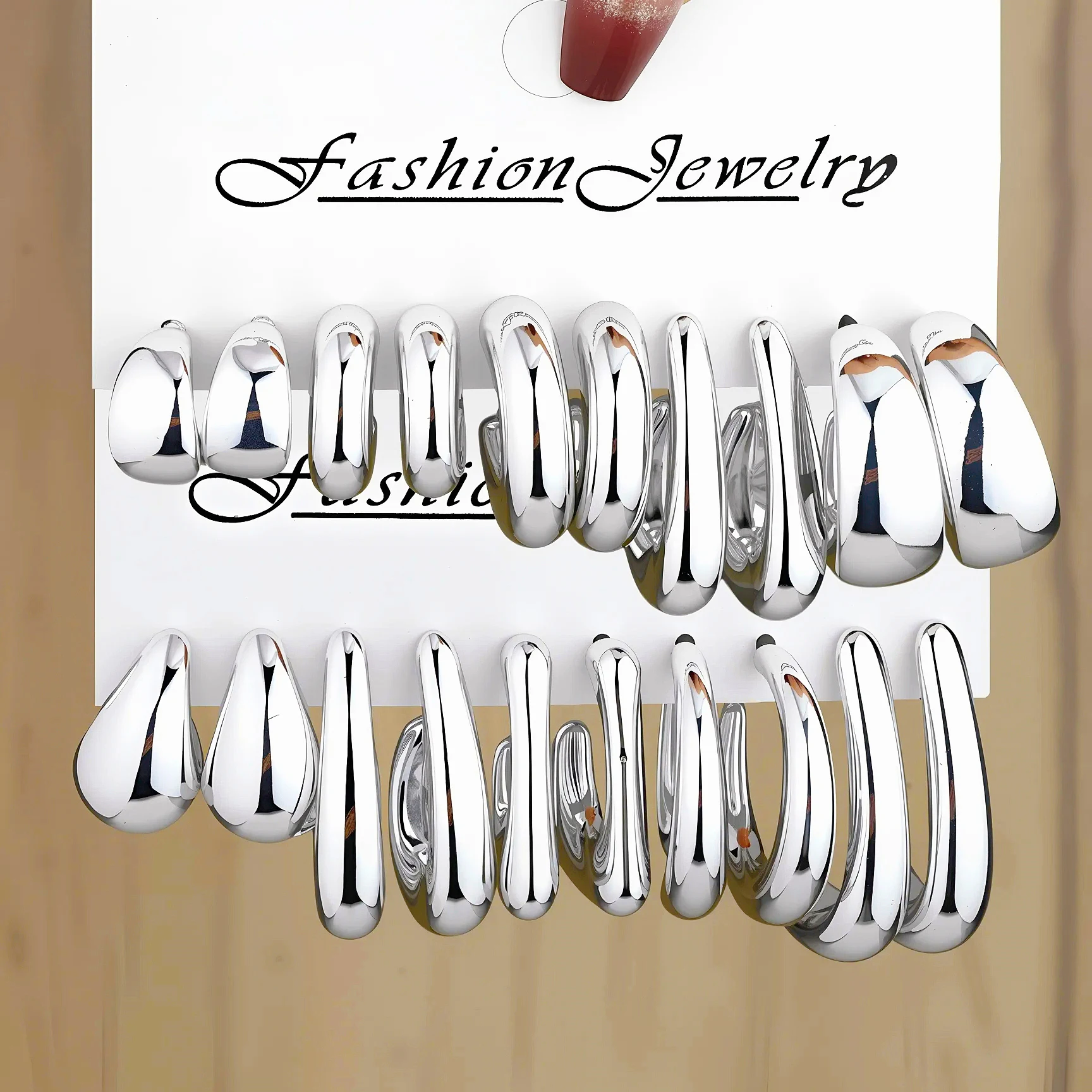 10 قطعة CCB المسيل للدموع قطرة هندسية C شكل طقم من الحلقان النساء الإكسسوارات