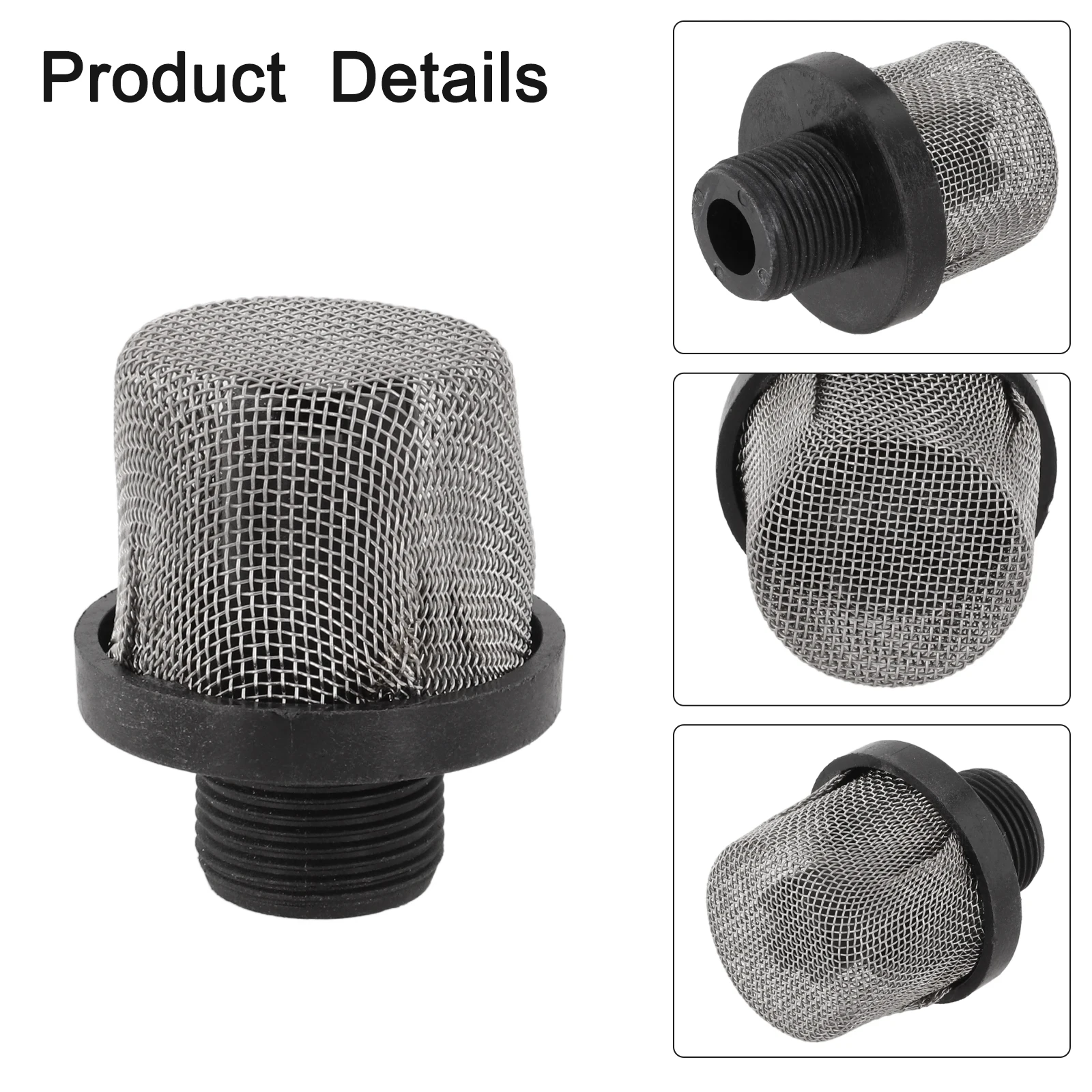 288716 Inlet Strainer Airless Paint Sprayer Strainer Reduces Clogging Removes Debris 3/4 Inch Inlet Screen Black And Silver