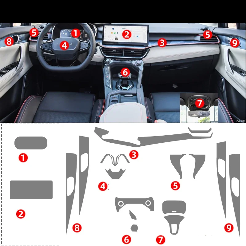 For LYNK CO 06 LYNK&CO 03 2023 TPU Transparent Protect Film Interior Sticker Center Console Gear Navigator Door Car Accessories