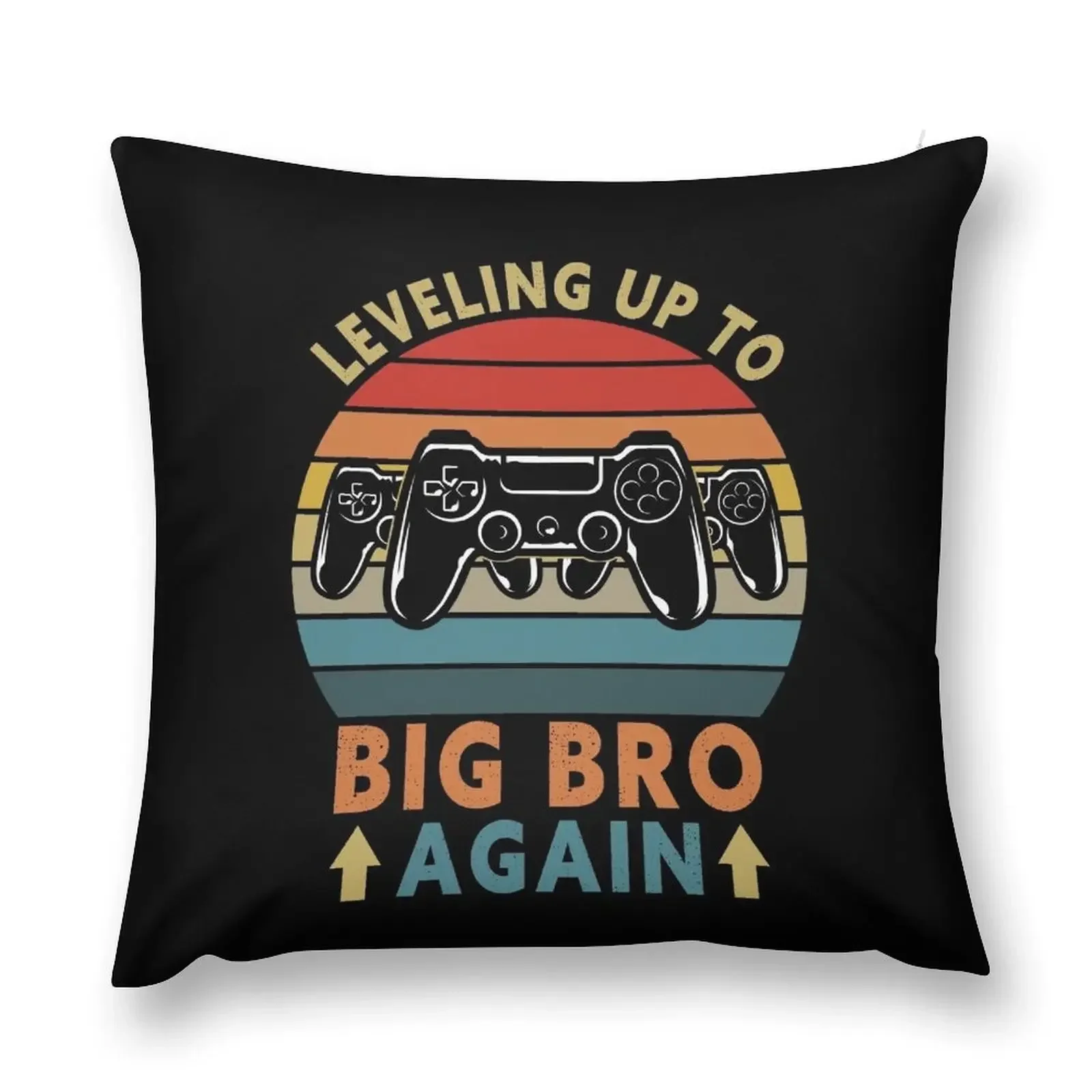 Vintage Leveling Up To Big Bro Again Funny Big Brother Gamer Throw Pillow Cushions Cover pillow