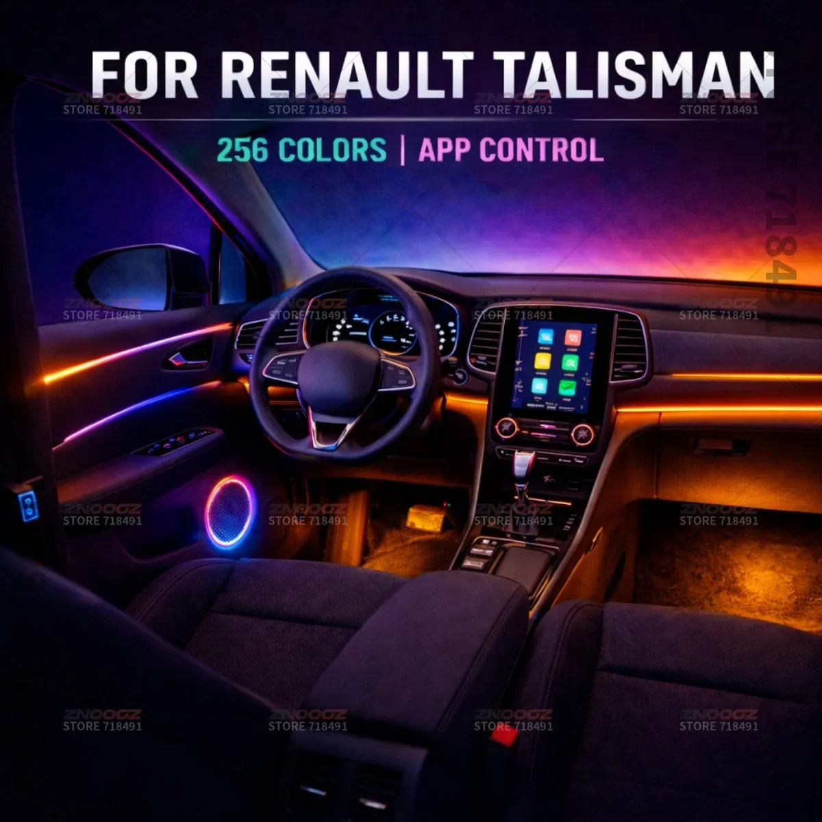 22in1 RGB Car Interior Acrylic Car Ambient Lights RGB Hidden Acrylic Strip Decoration Atmosphere Accessories For RenaultTalisman