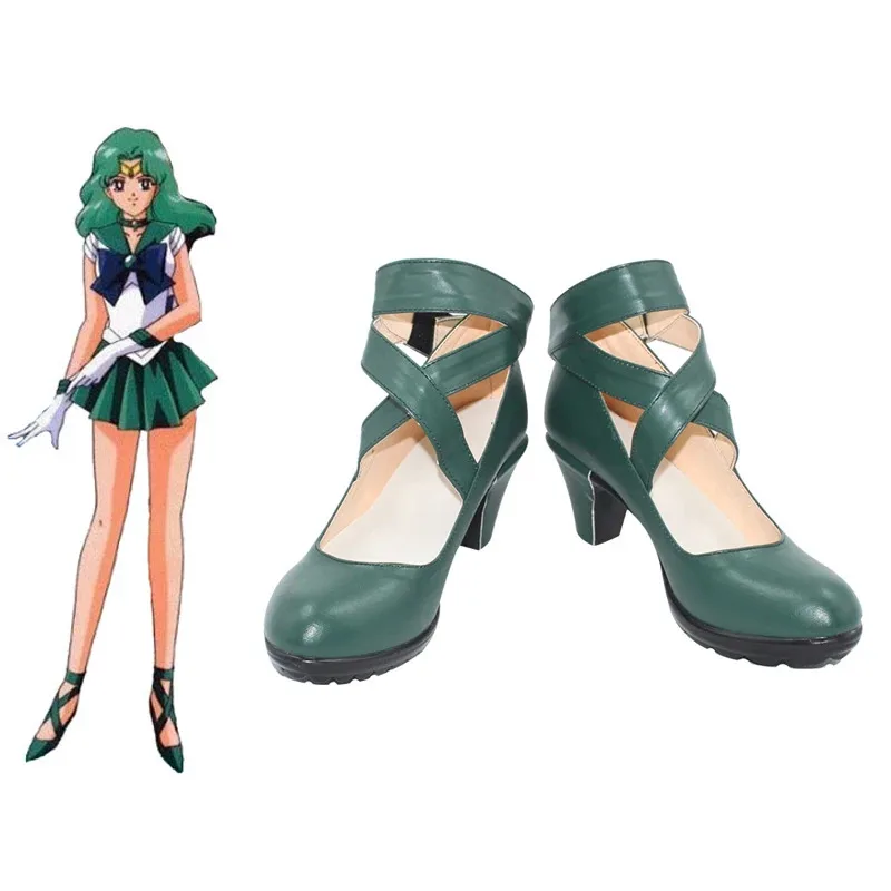 

New Anime Sailor Neptune/Kaiou Michiru Cosplay Halloween Party Women Dark Green Shoes