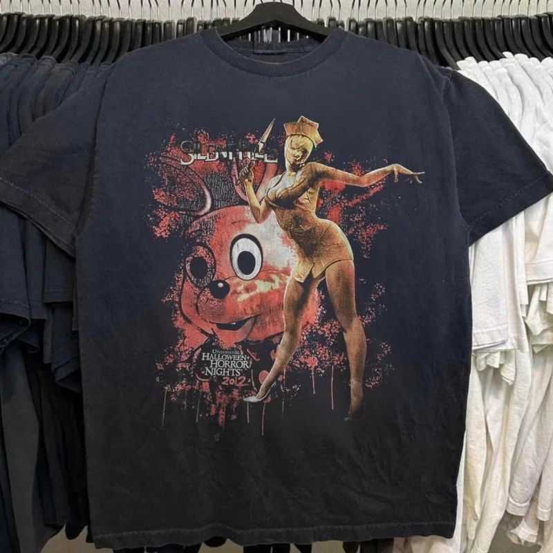 Shirt Pattern T-shirt Street Wear Silent Hill Halloween Horror Night Short Sleeve