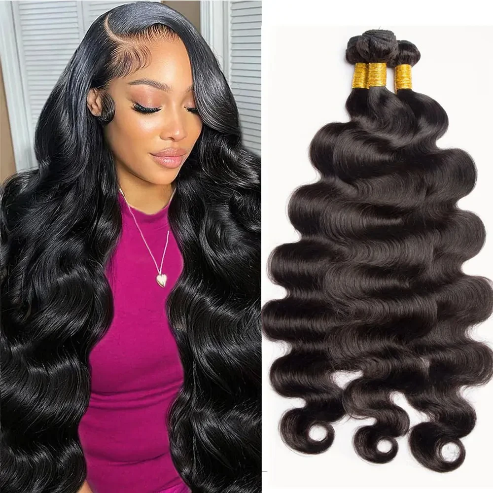 Body Wave Bundles Human Hair 3 Bundles 100% Unprocessed Brazilian Brazilian Natural Color Bundles Human Hair